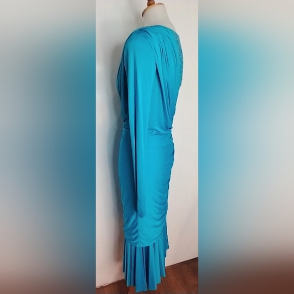 VINTAGE TADASHI AQUA GOWN - Picture 7 of 15